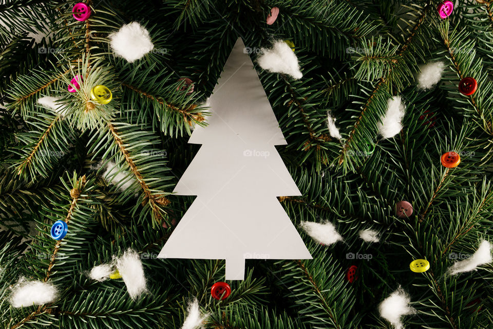 Creative christmas background with pine tree copy space