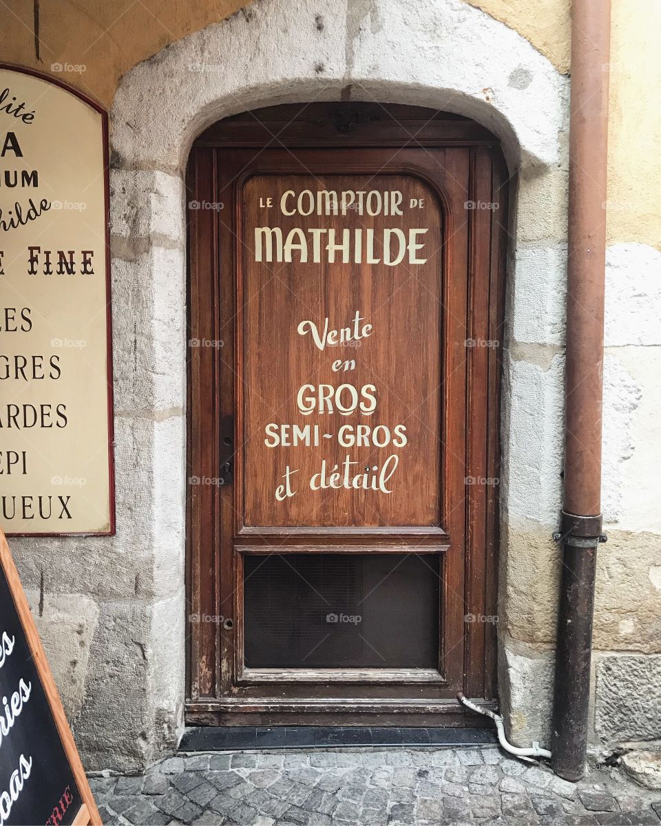 A lovely rustic French door. Taken in Annecy, France during a a European holiday.  