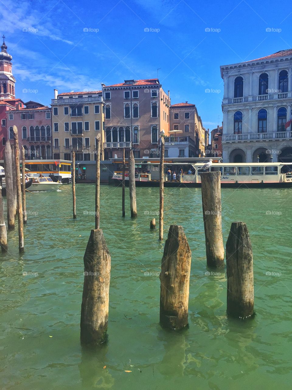Wooden post at grand canal