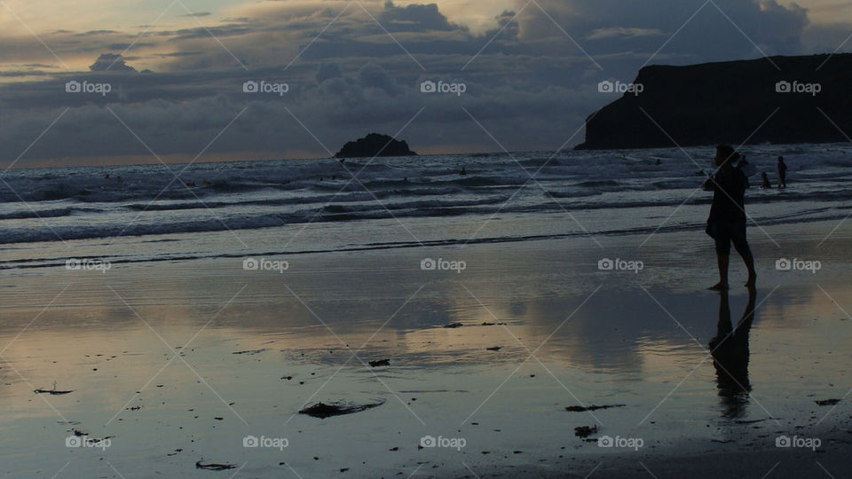 Cornish beach at dusk