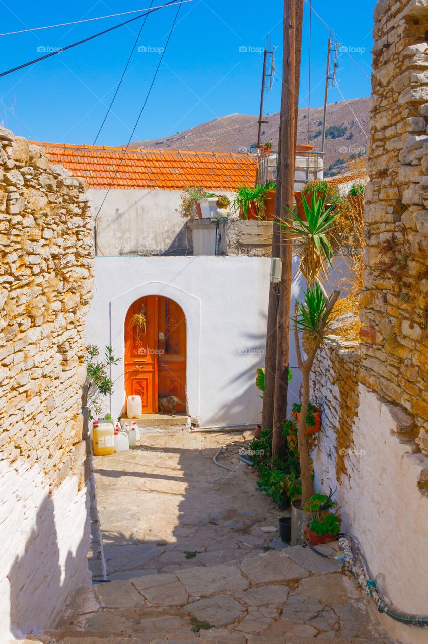 High angle view of houses in greece