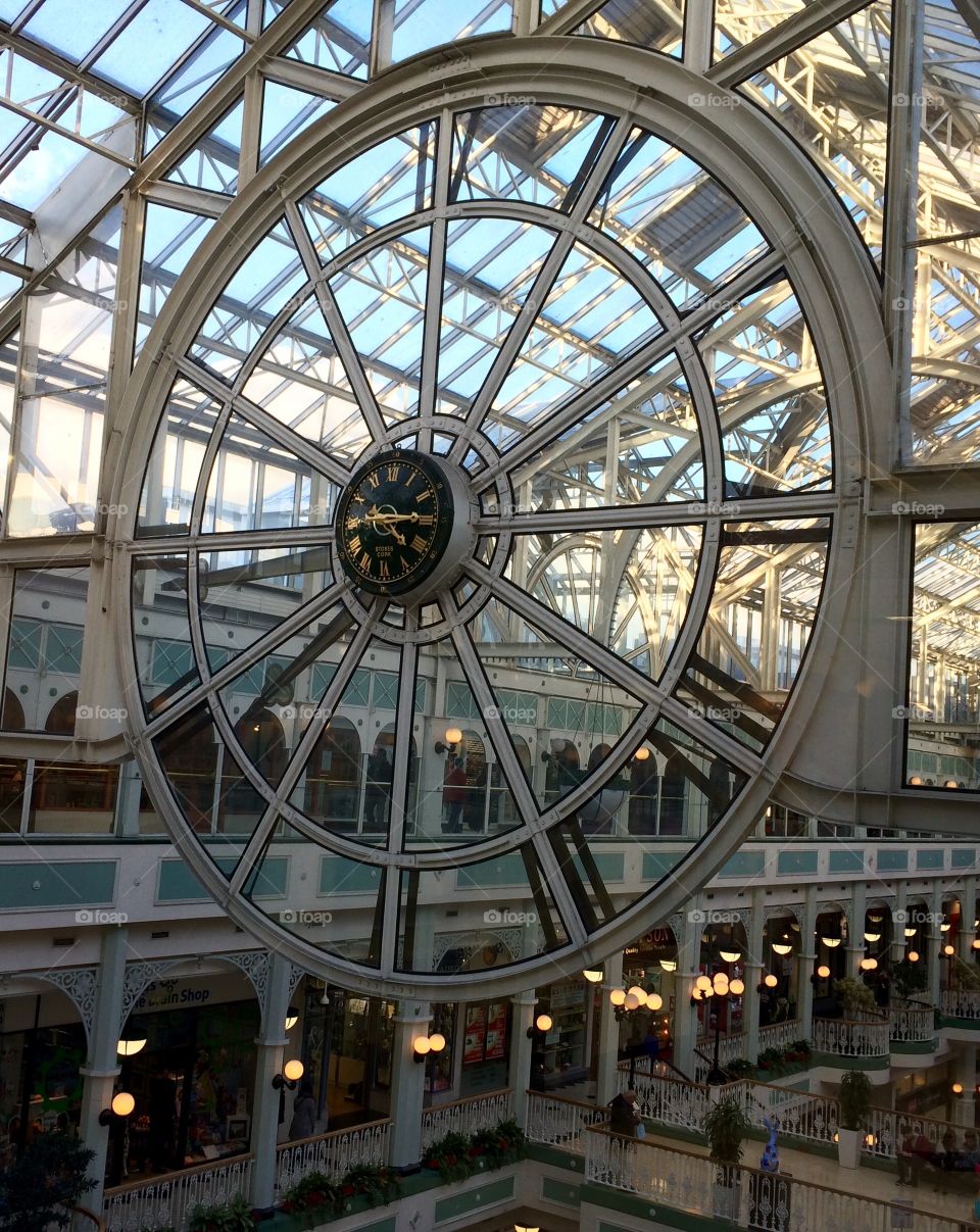 Huge clock in a shopping mall in Dublin 