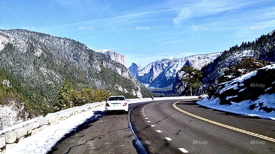 Driving through mountains in Washington state 