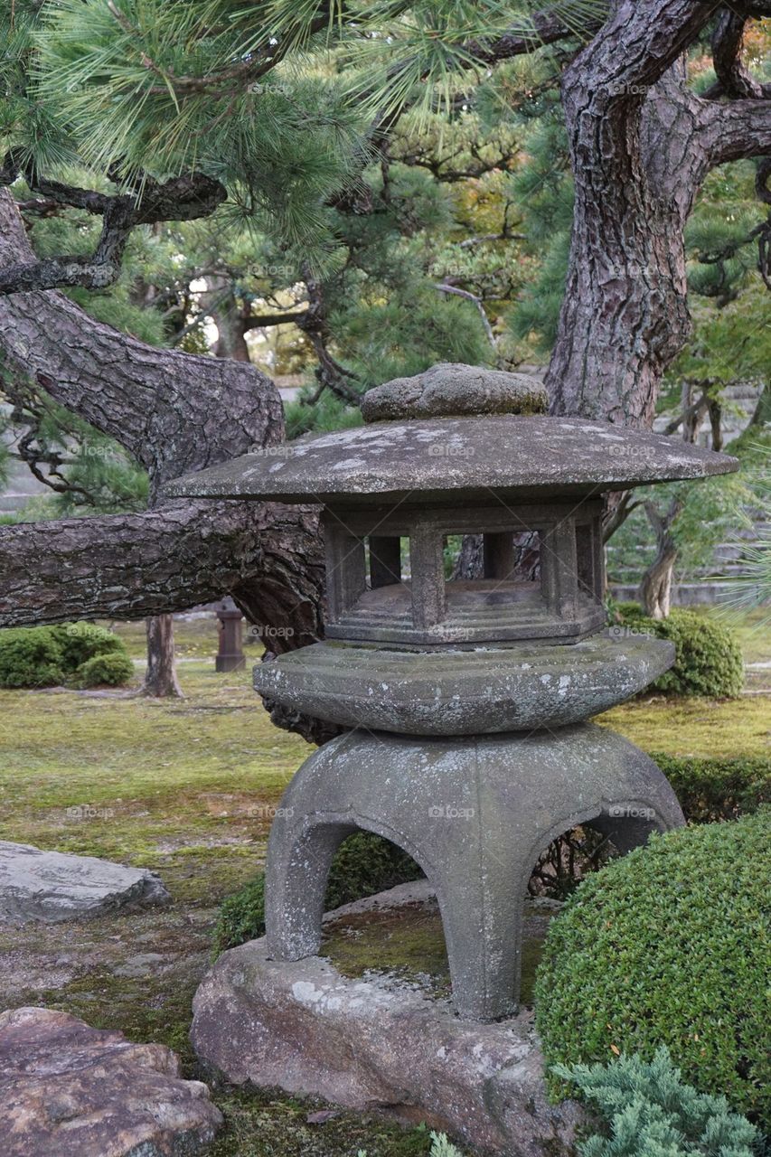 Japanese stone garden lantern