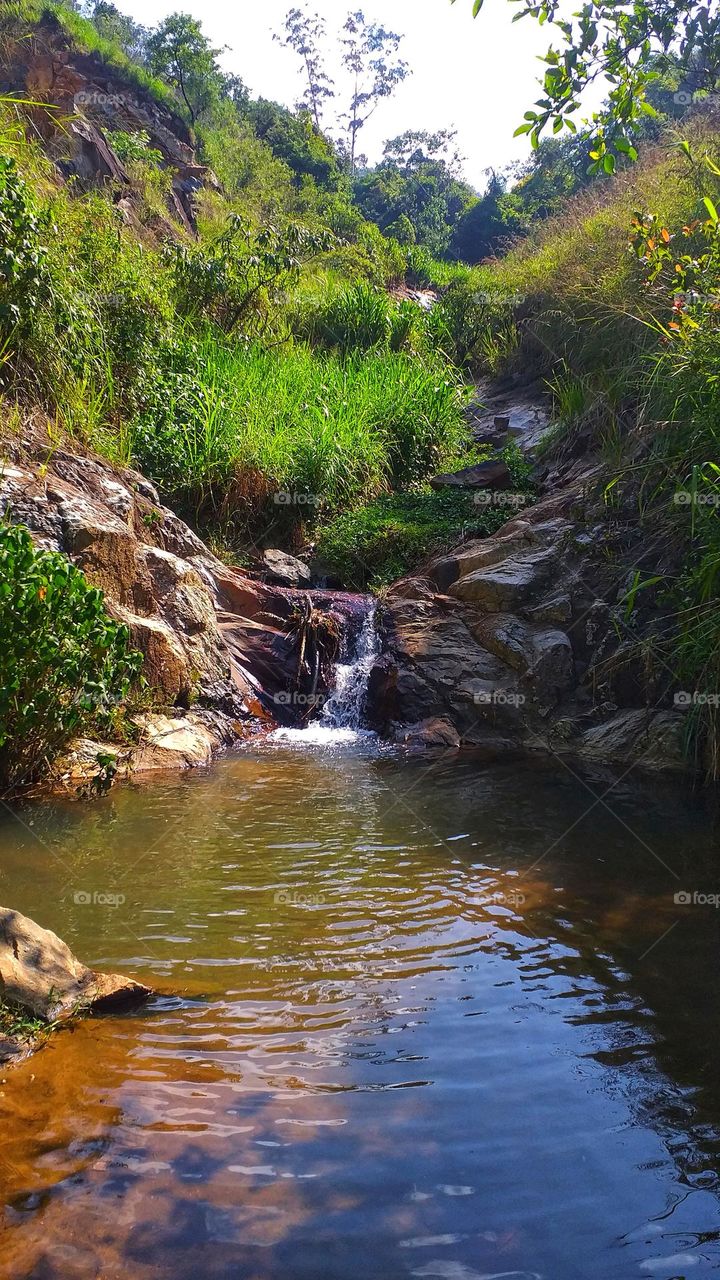 Small waterfall in mountains