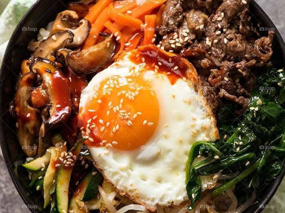 fried egg full of flavors for lunch