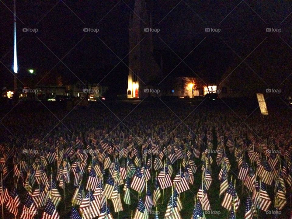 Memorial Flags on the Town Green