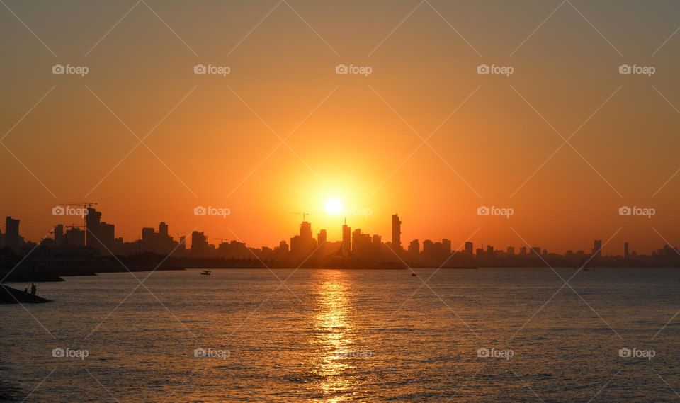 sunset for background Kuwait salmiya