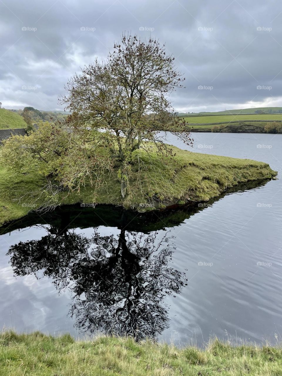 Grey skies in October but the rain held off for this walk around Hury Reservoir 