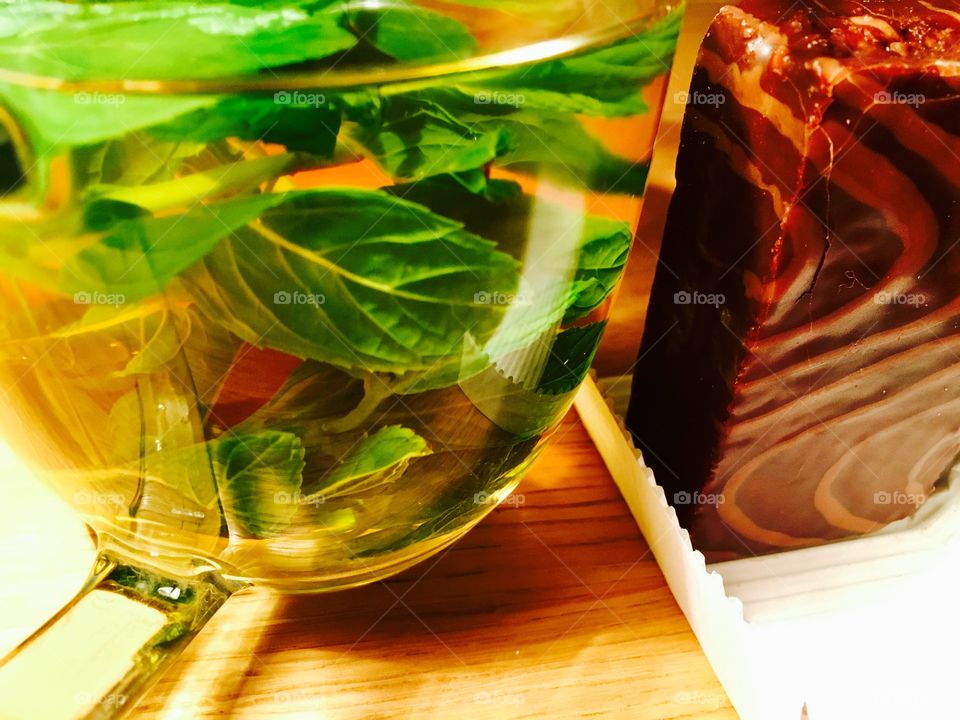 Tea and waffle chocolate