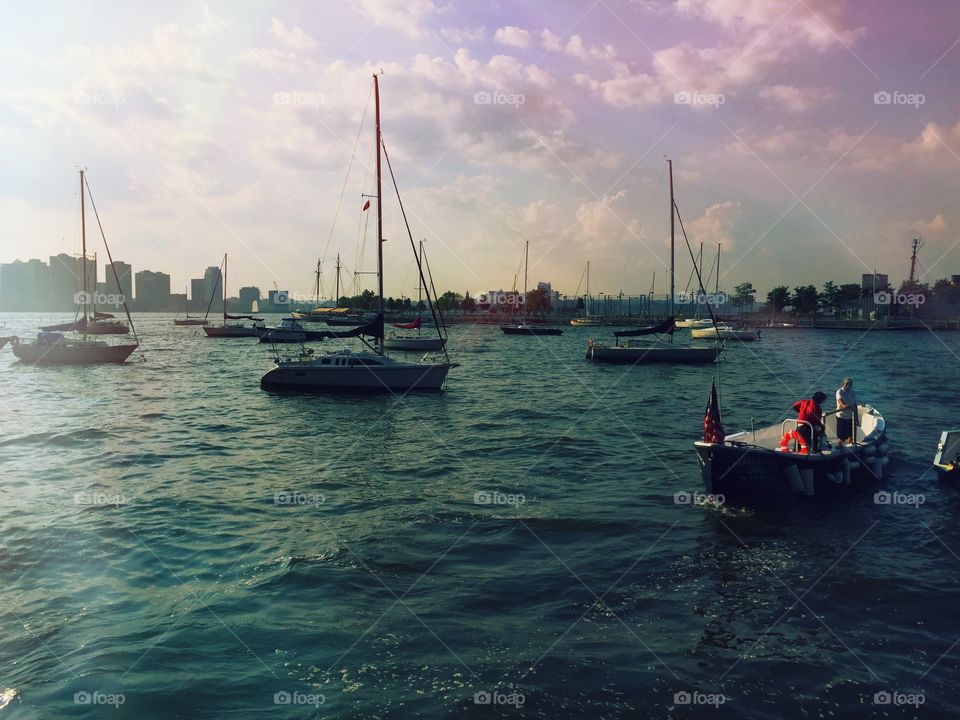 High angle view of tourist in boat