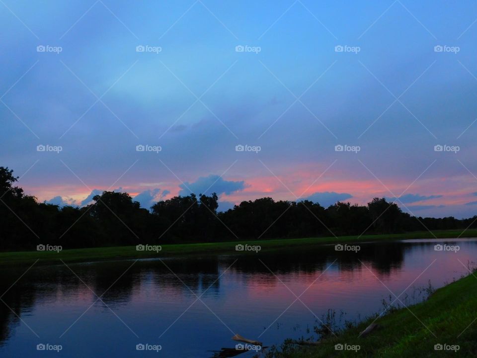 beautiful sky reflection on the lake.