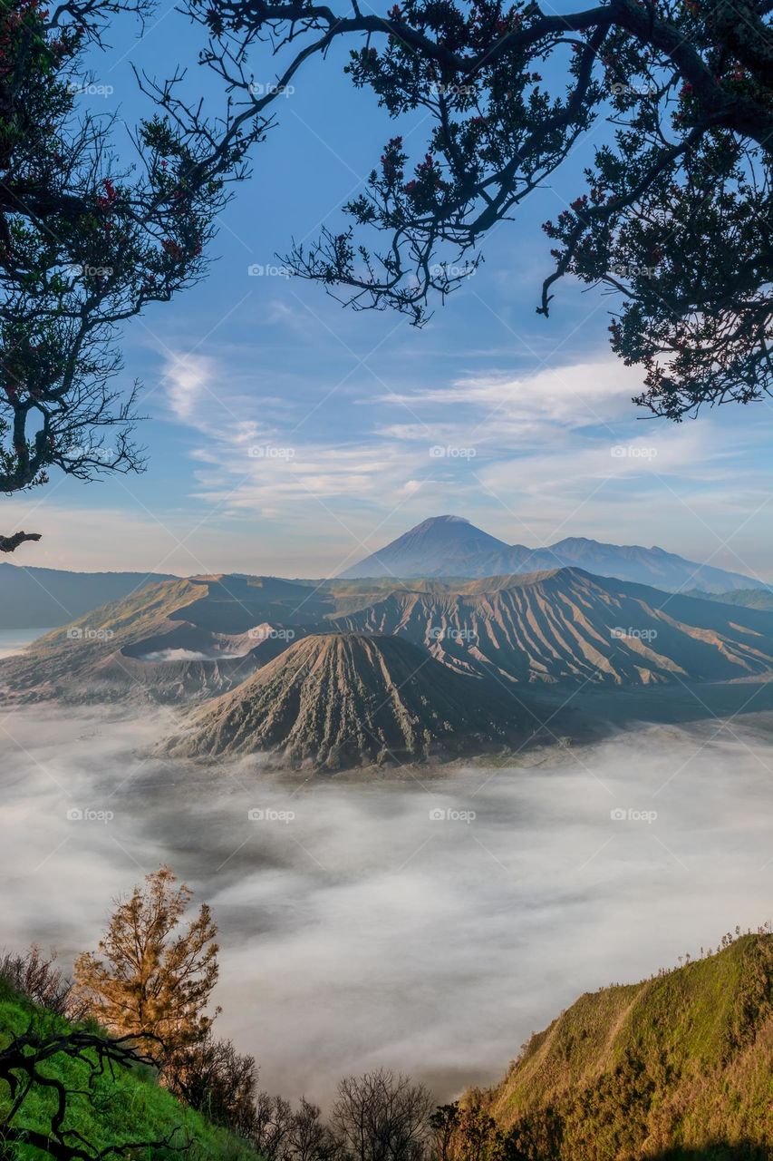 bromo mountain in frame