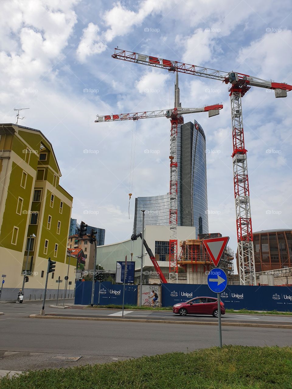 Building construction in Milan, Italy