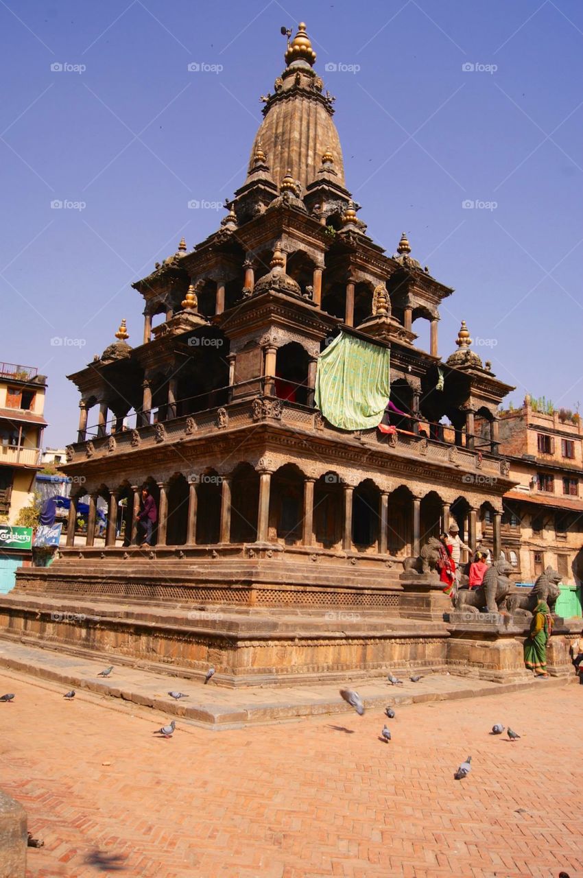 Durbar Square Nepal. A temple in Nepal days before the Earthquake . 
