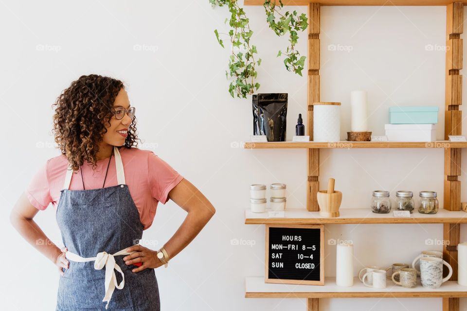 A woman that owns a local shop