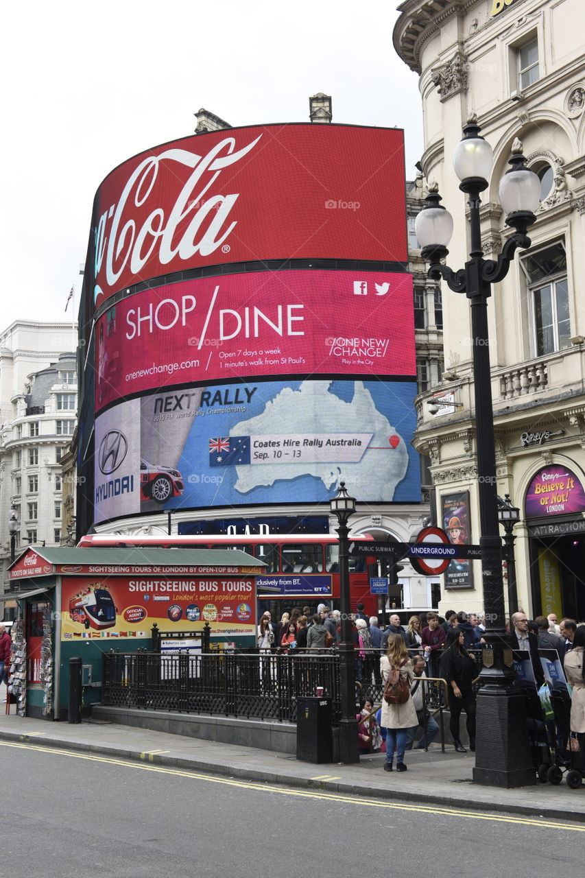 Piccadilly circus in London.