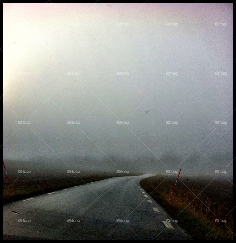 Misty road.