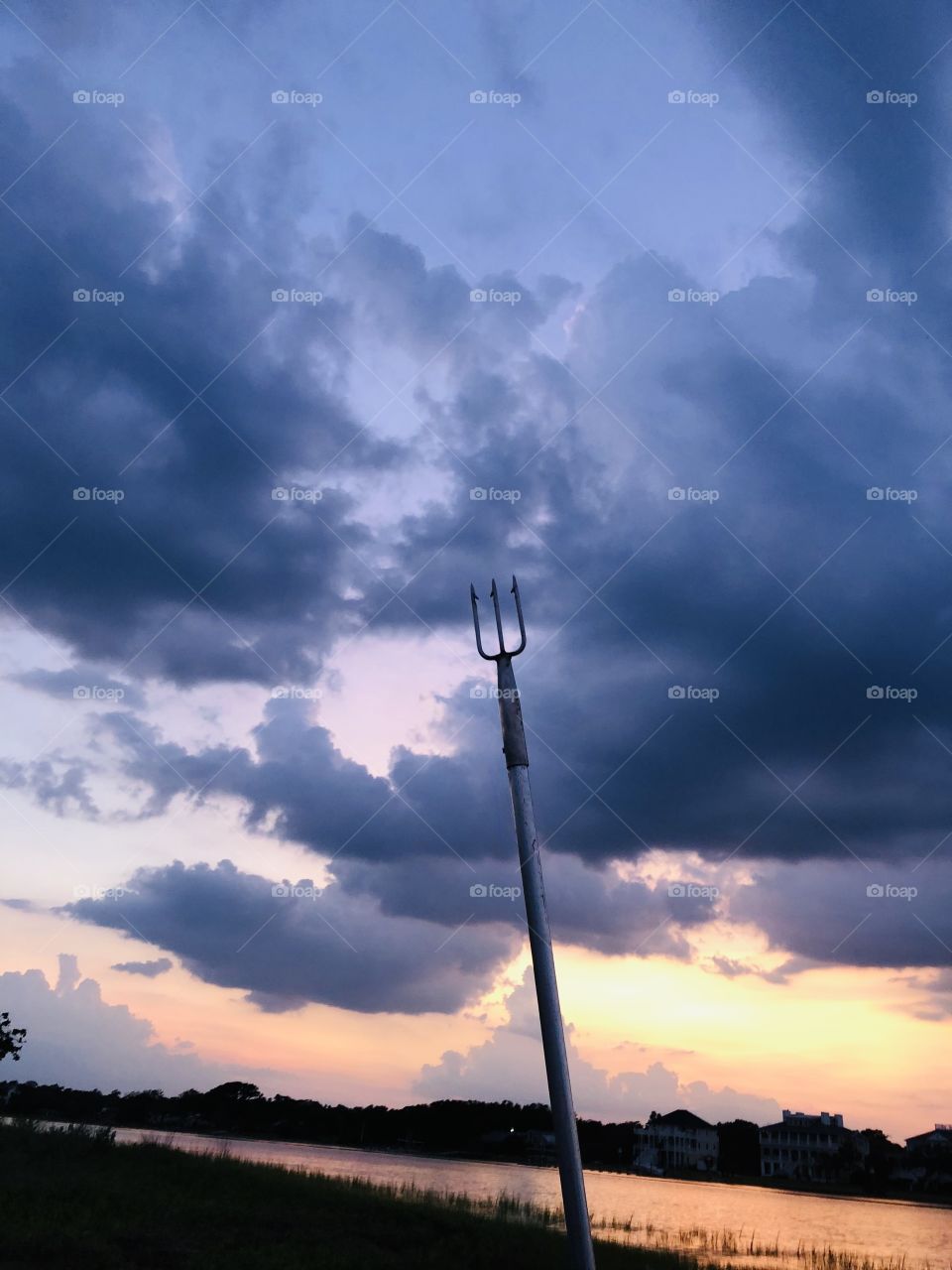 Flounder gigging night with a beautiful sunset 