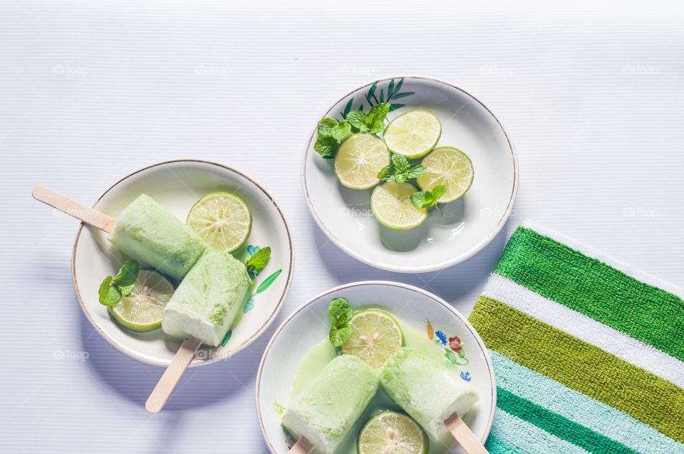 Mint lemon popsicles for summer.