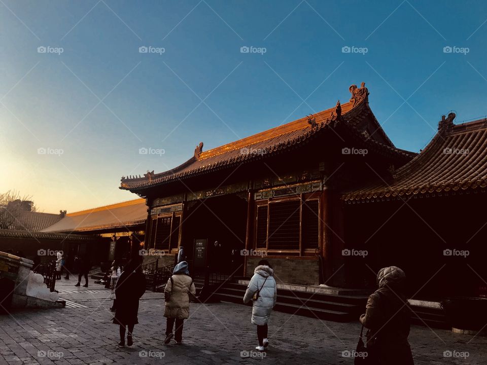 Sunset at palace of forbidden city 