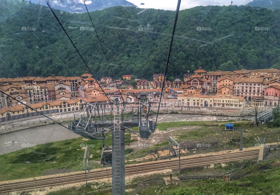 Cable way in mountains 