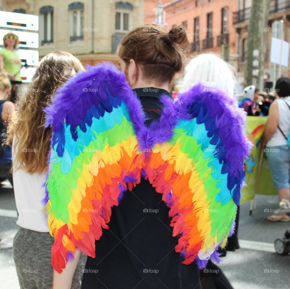 Rainbow angel wings