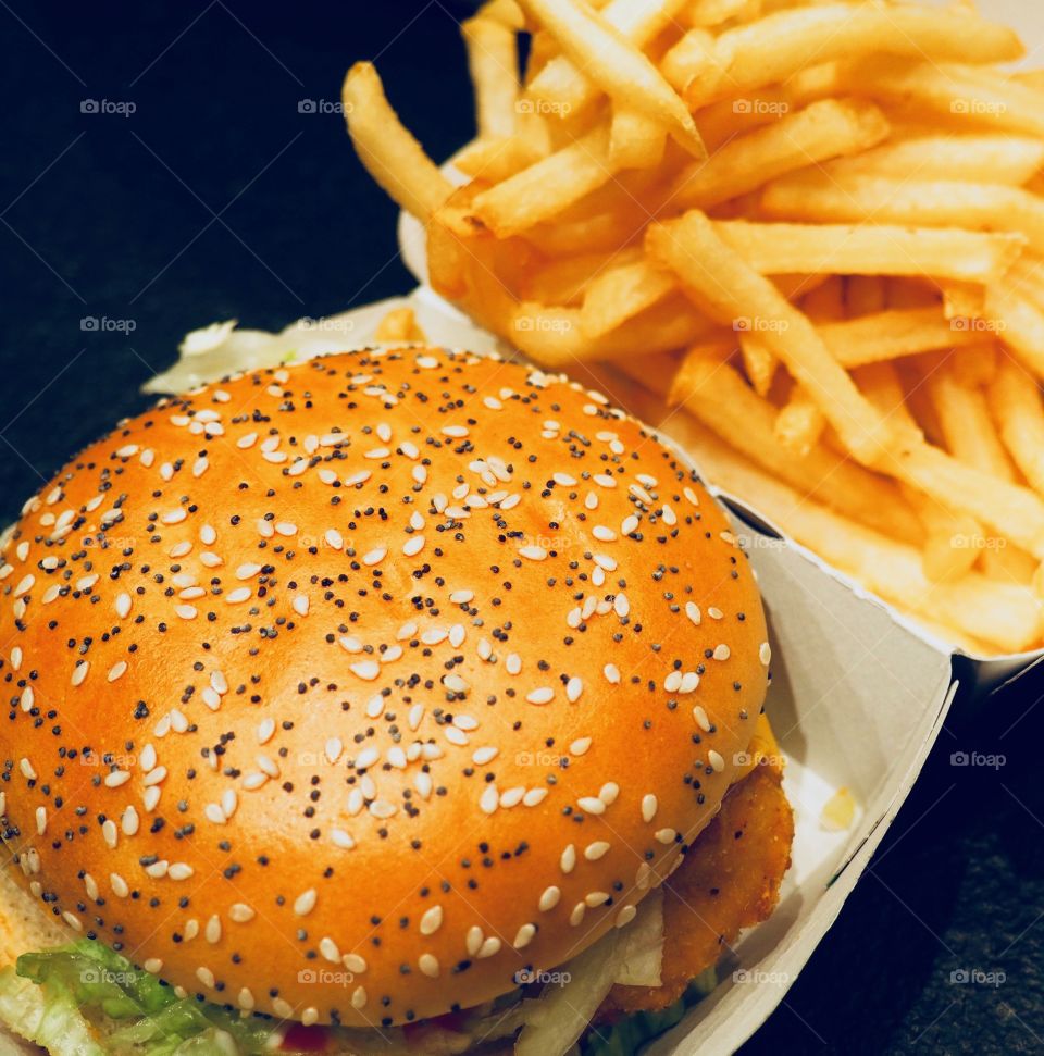 McDonald’s chicken sandwich and fries.