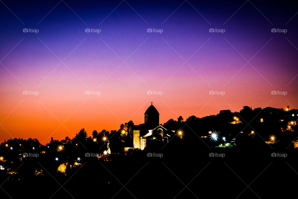 Variety shutter speed training in twilight moment at Bagrati Cathedral land scape in Kutaisi Georgia