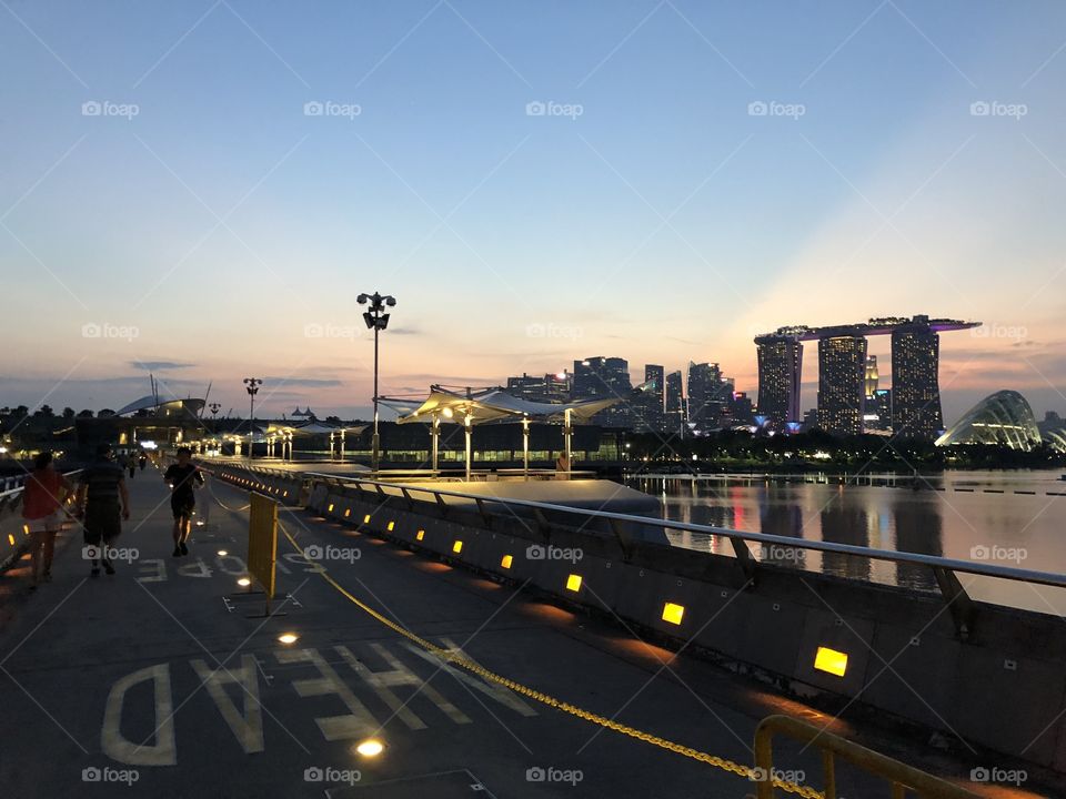 A colorful sunset in Singapore.