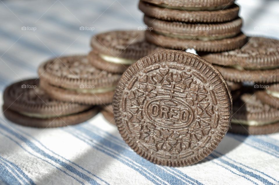 Oreo cookies on a blue background 