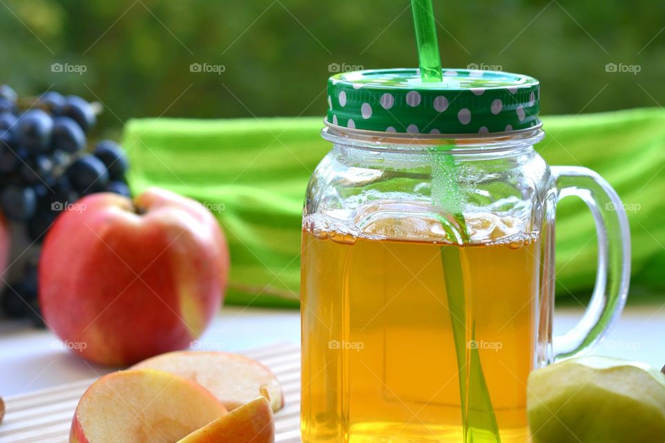 tasty healthy food summer my love mug with apple juice