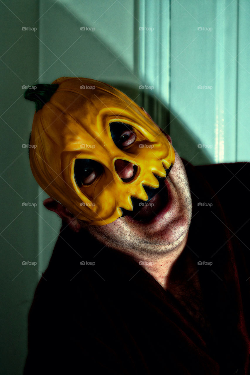 man head pumpkin halloween by vfritts