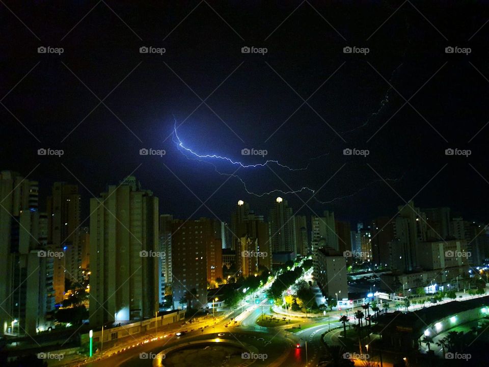 City#night#storm#buildings#lights