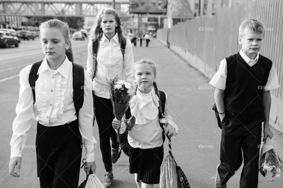 Group of children back to school bnw