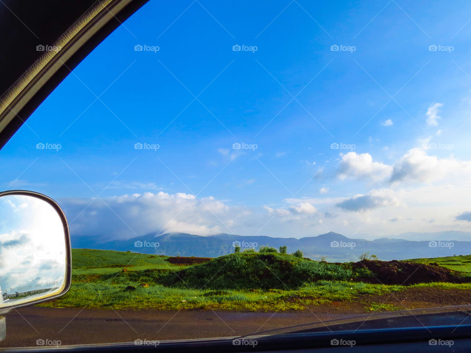 beautiful landscape view while driving