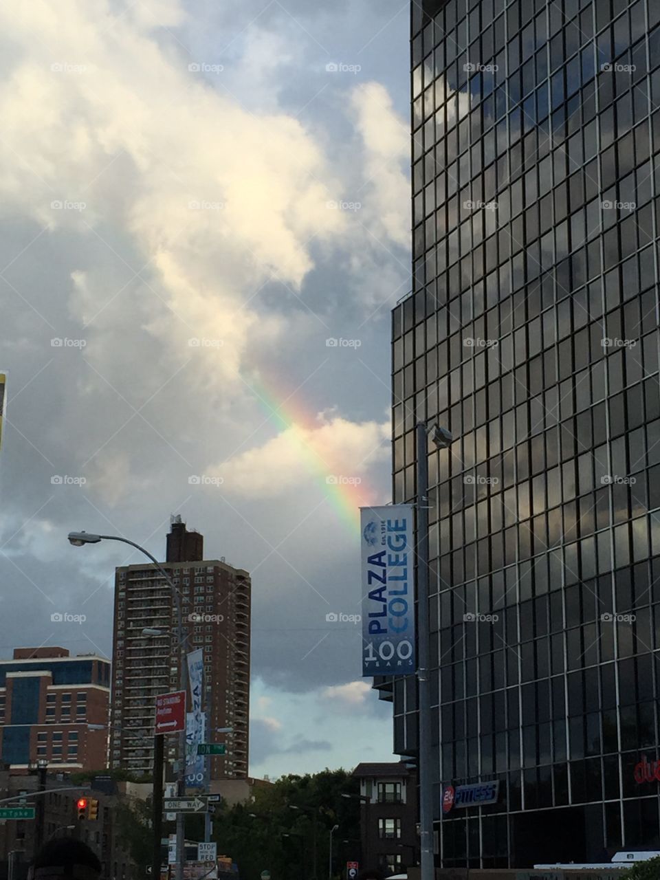 Office building rainbow. Taken from Queens while it was raining in Manhattan. 