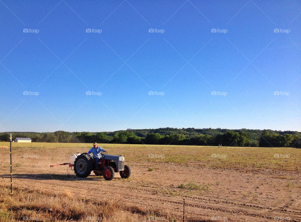 Farmer fertilizing crop field soil