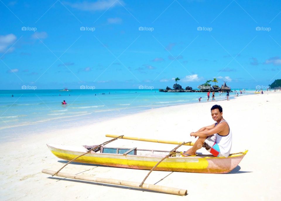 Boracay Island, Philippines. one of the world's best beaches with ultra soft white sand, wide shore, glass like waters and very gentle slope