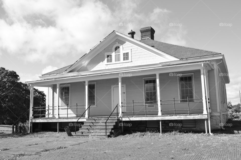 Black and white historic building 