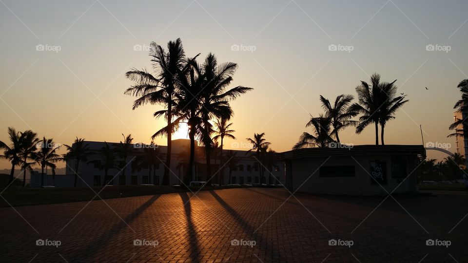 The sun sets in Durban, South Africa