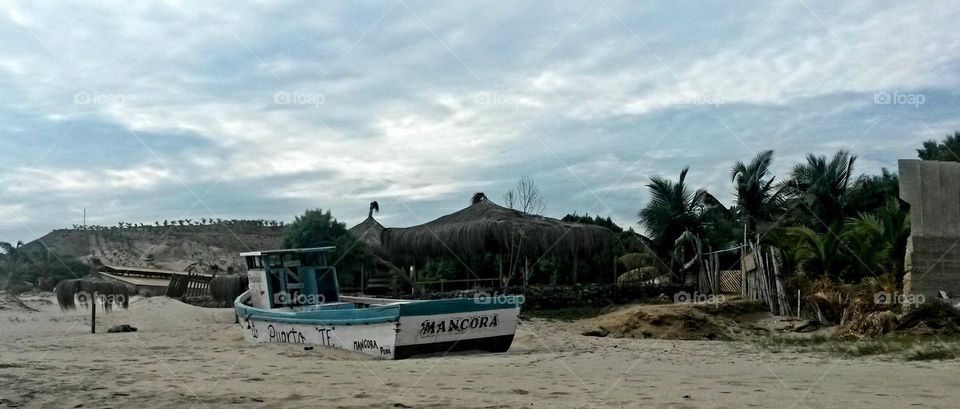 boat at the beach, Mancora, Peru
