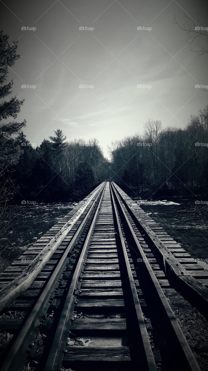 Empty of old wooden railway track