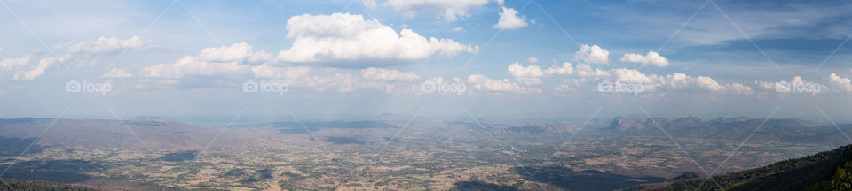 Bird eye view of the mountain and ground