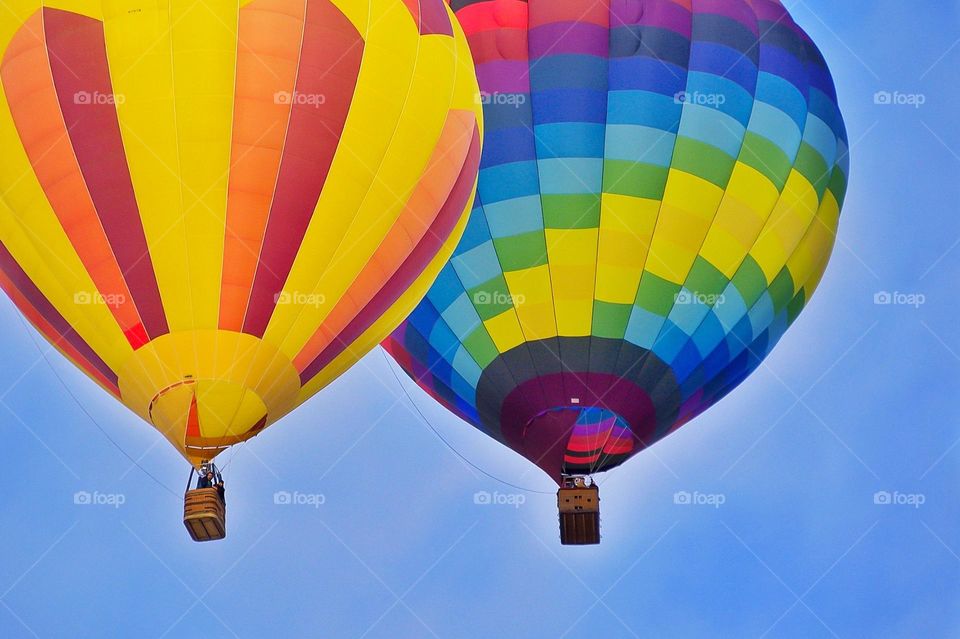 Two colorful hot air balloons