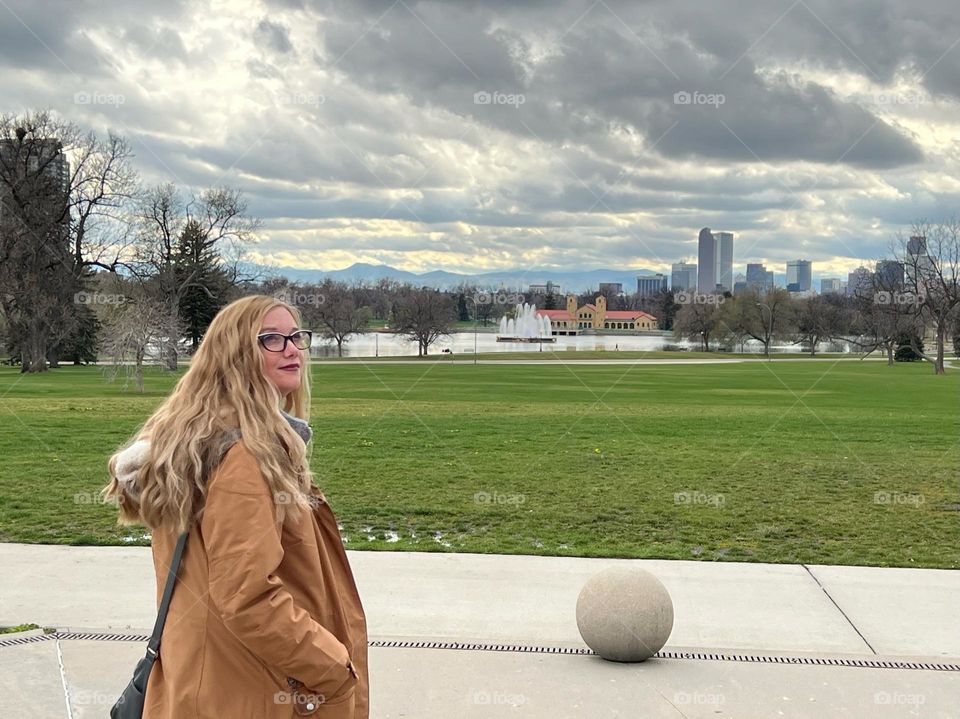 Exploring Denver Colorado with the beautiful Rocky Mountains in the distance 