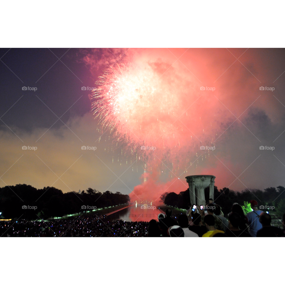 July 4th in DC. Fireworks over the Reflecting Pool