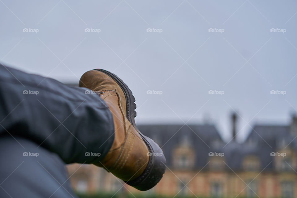 Close-up of person's leg