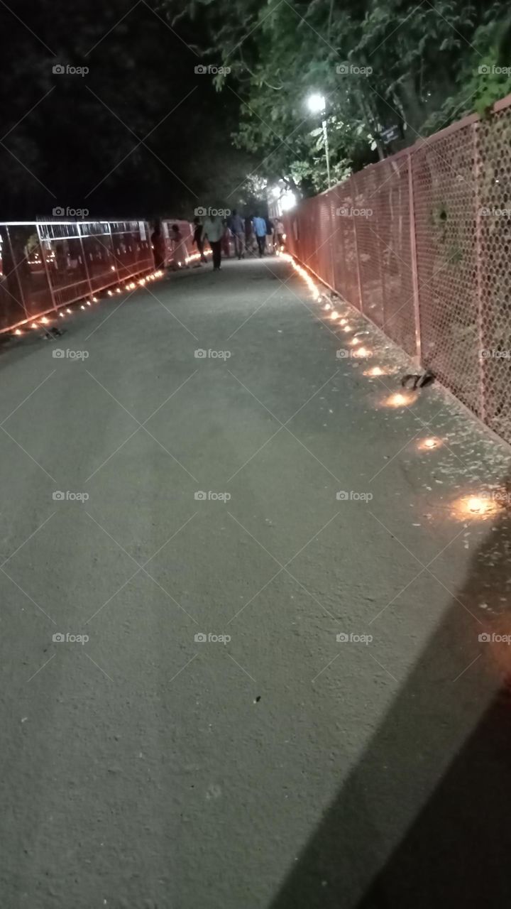 candle lightening in temple.