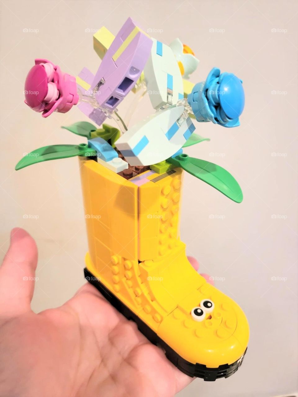 Leggo flowers in a rain boot